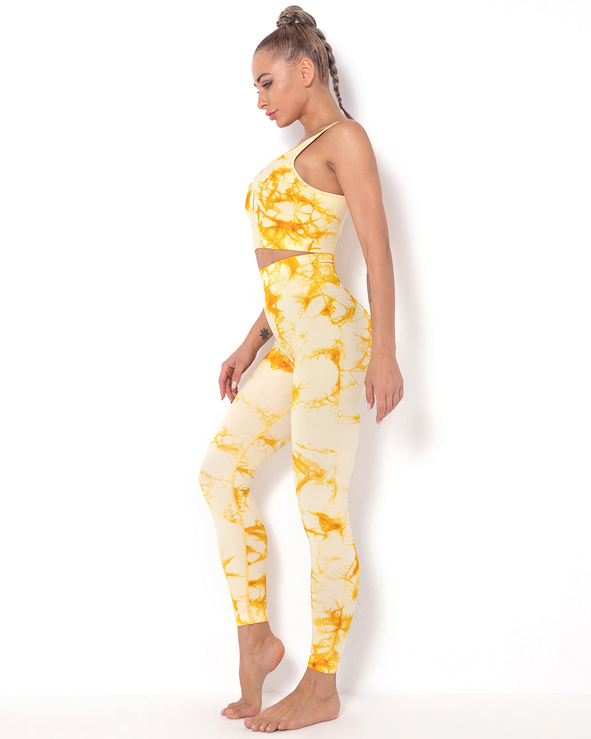 Leggings senza cuciture Diamond Dye - Giallo