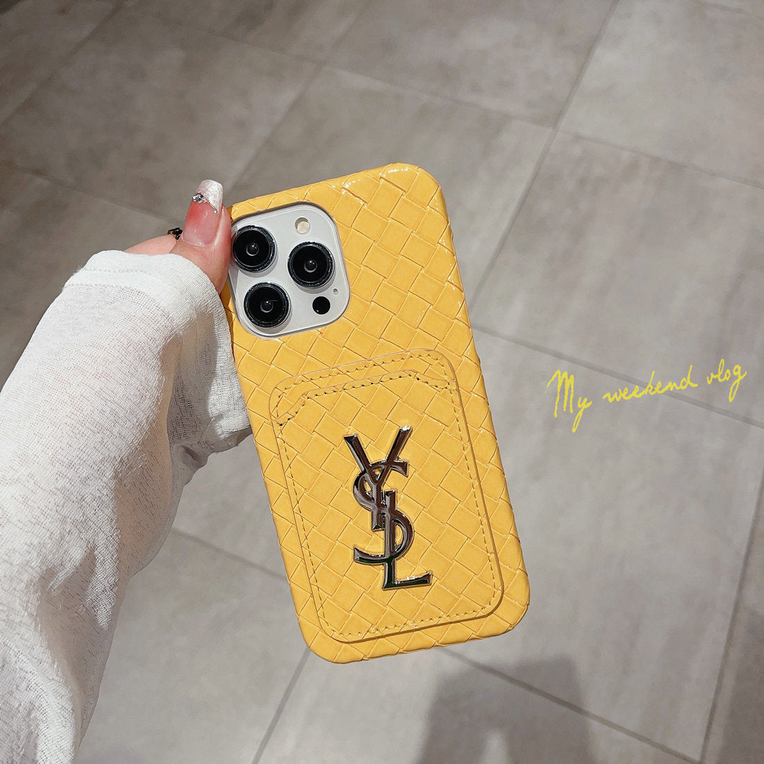 Custodia per telefono con motivo intrecciato per iPhone