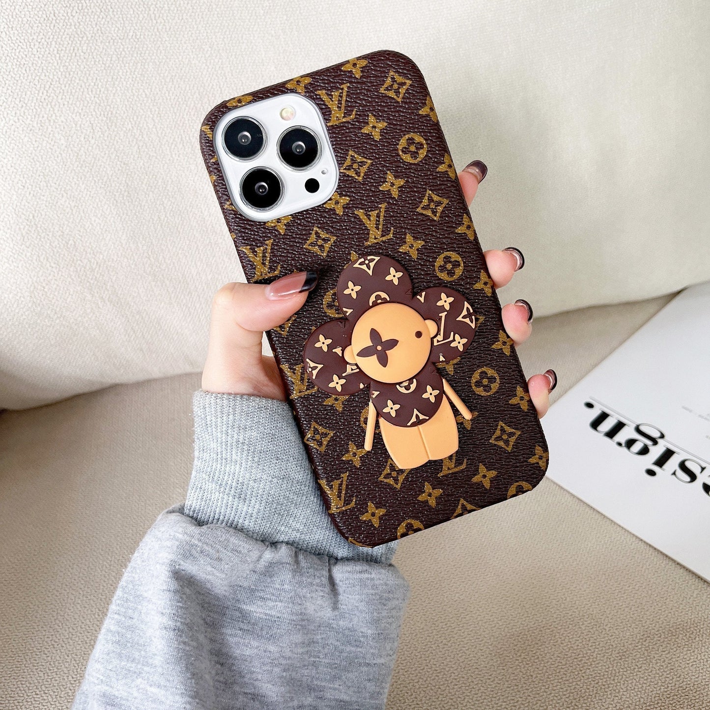 Custodia per telefono con motivo floreale per iPhone
