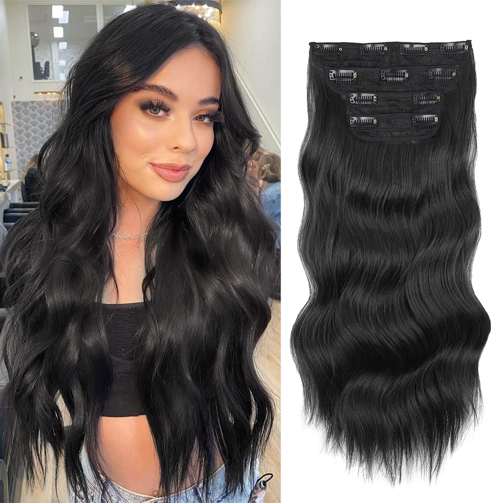Extension per capelli lunghi e ondulati con clip (4 pezzi)
