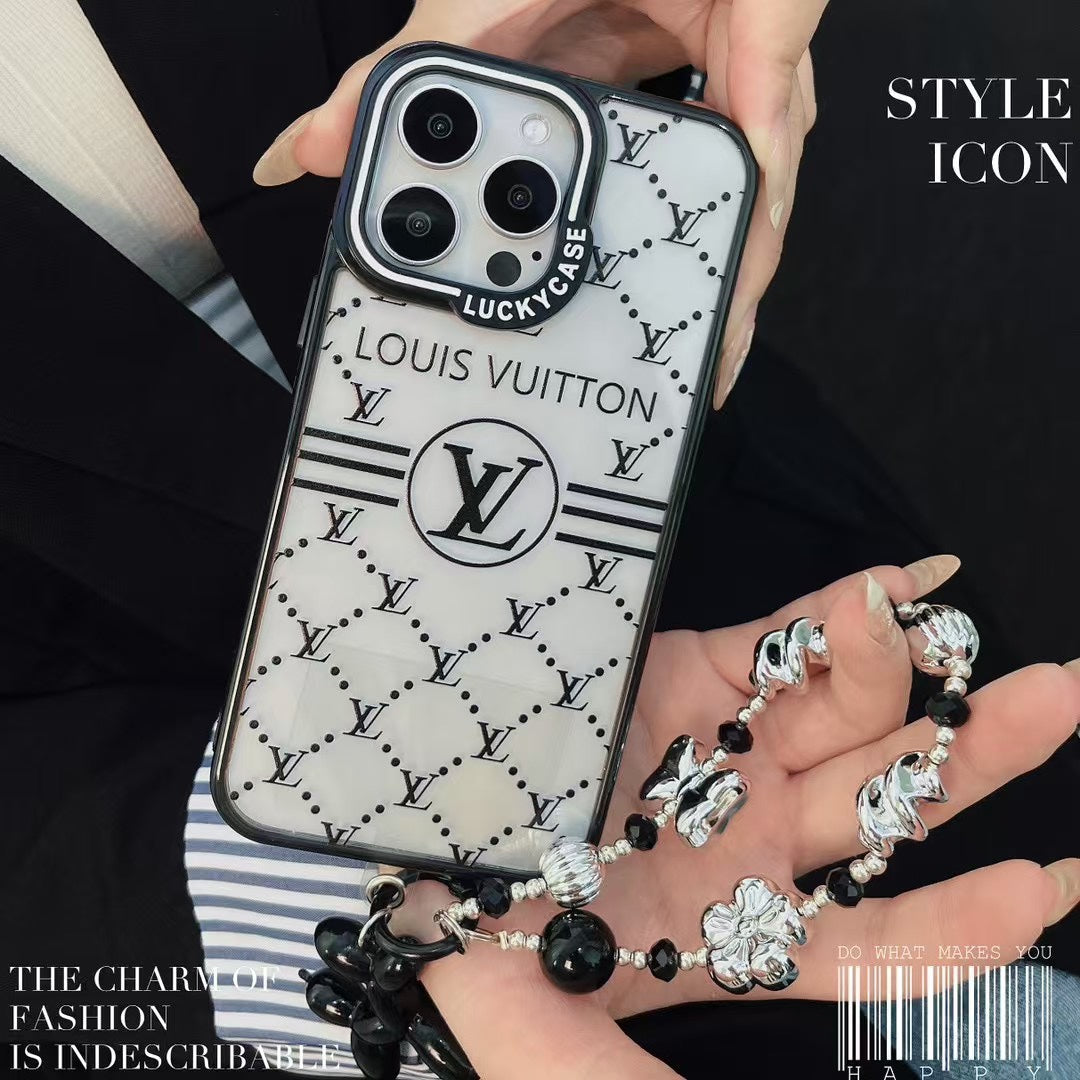 Custodia classica con bracciale in perline d'argento per iPhone