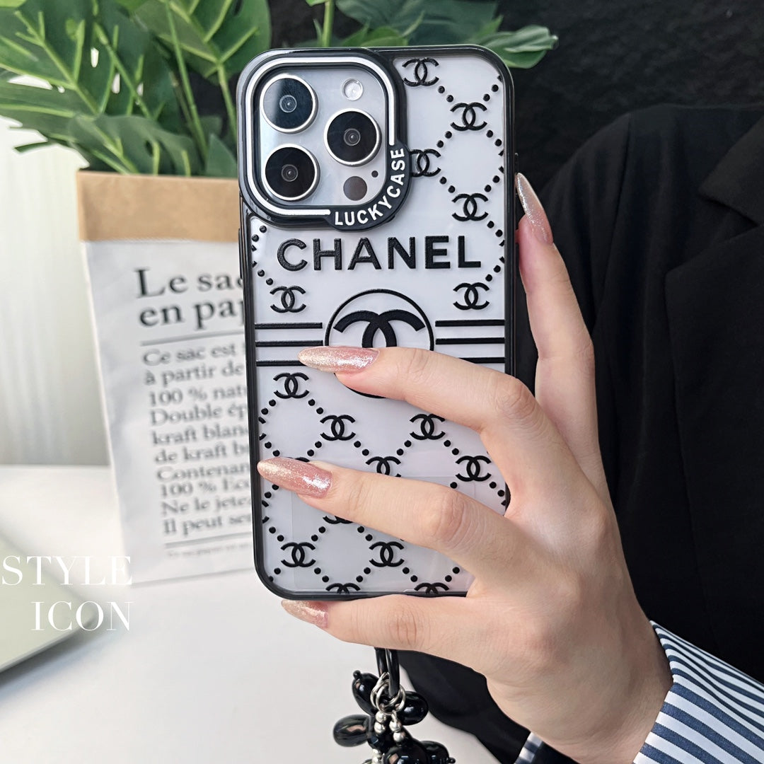 Custodia con bracciale in perline d'argento in rilievo per iPhone
