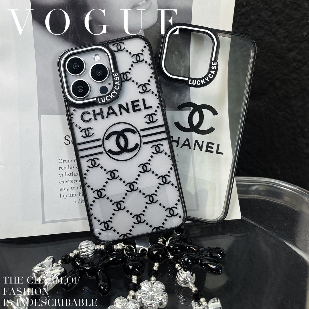 Custodia con bracciale in perline d'argento in rilievo per iPhone