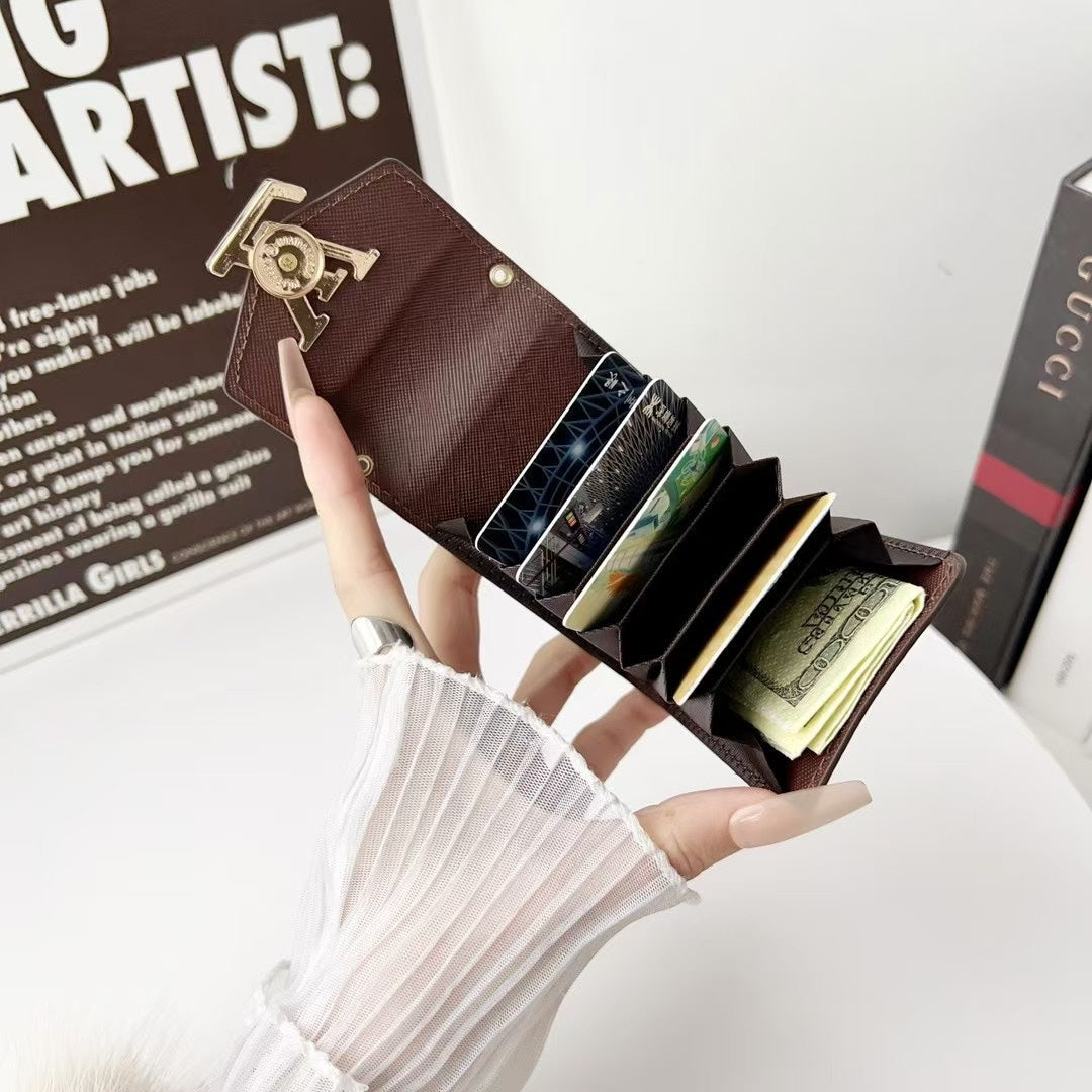 Porta carte multi-slot con logo in metallo a fisarmonica