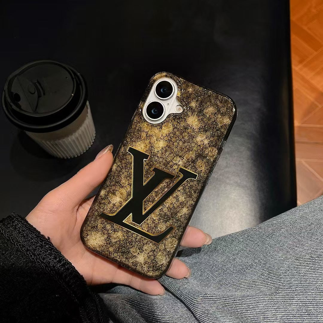 Custodia per telefono con lamina d'oro glitterata per iPhone