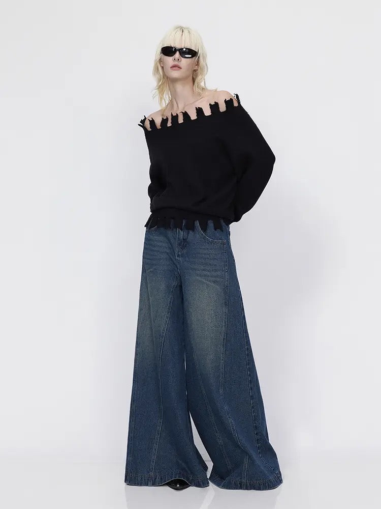 Jeans Y2K Extreme a gamba alta e vita media