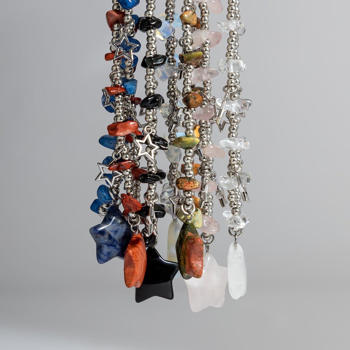 Collana girocollo con perline di pietra a stella