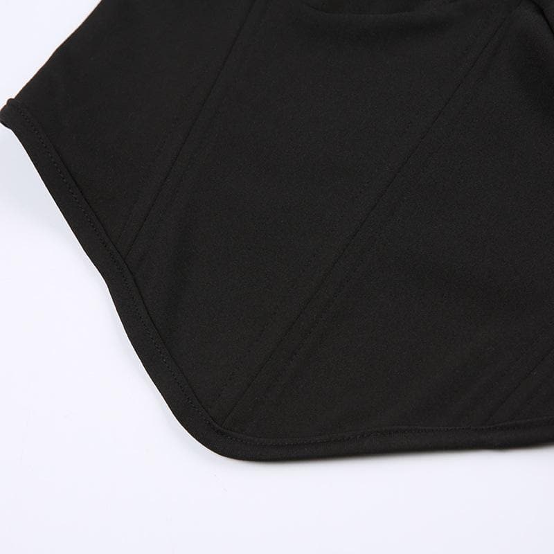 Top corto senza maniche con scollo a V e anello a O, senza schienale e corsetto