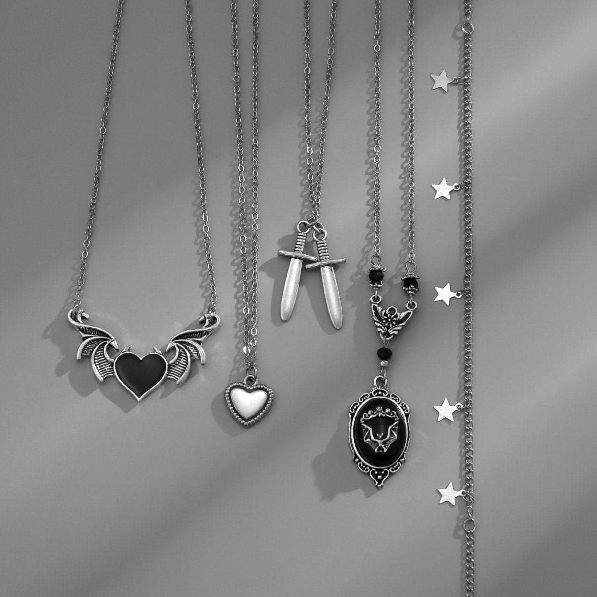 Collana con ciondolo a forma di cuore, 5 pezzi