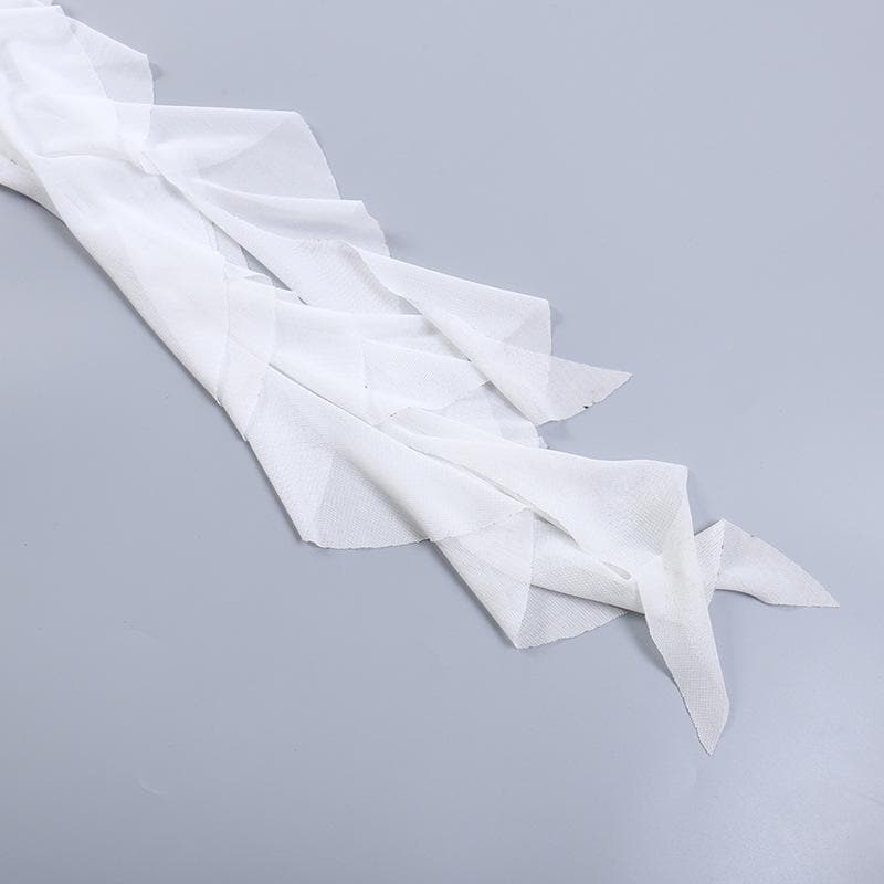Top corto monospalla con volant e applicazione di fiori in tinta unita