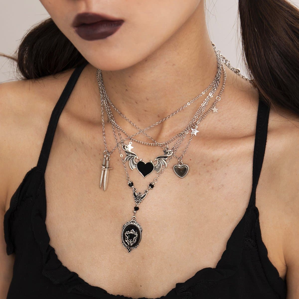 Collana con ciondolo a forma di cuore, 5 pezzi