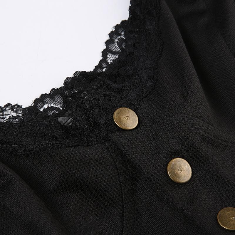 Rückenfreies Camisole-Oberteil mit Spitzensaum, Knopfleiste, V-Ausschnitt und Rüschen