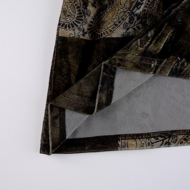 Gonna lunga a vita media con arricciature a contrasto patchwork