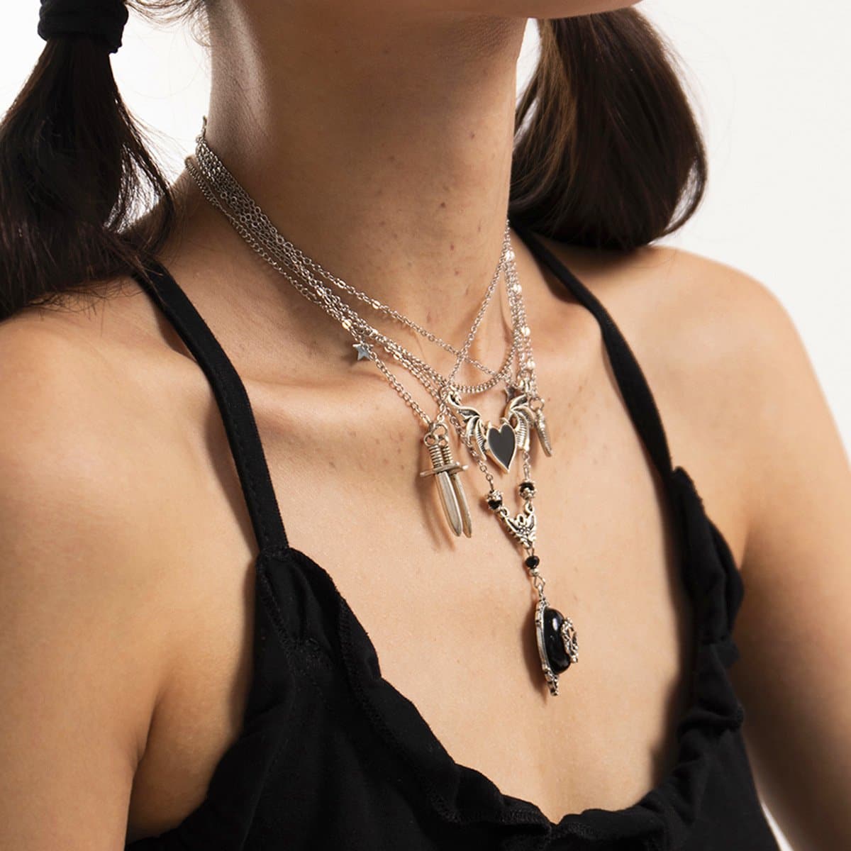 Collana con ciondolo a forma di cuore, 5 pezzi