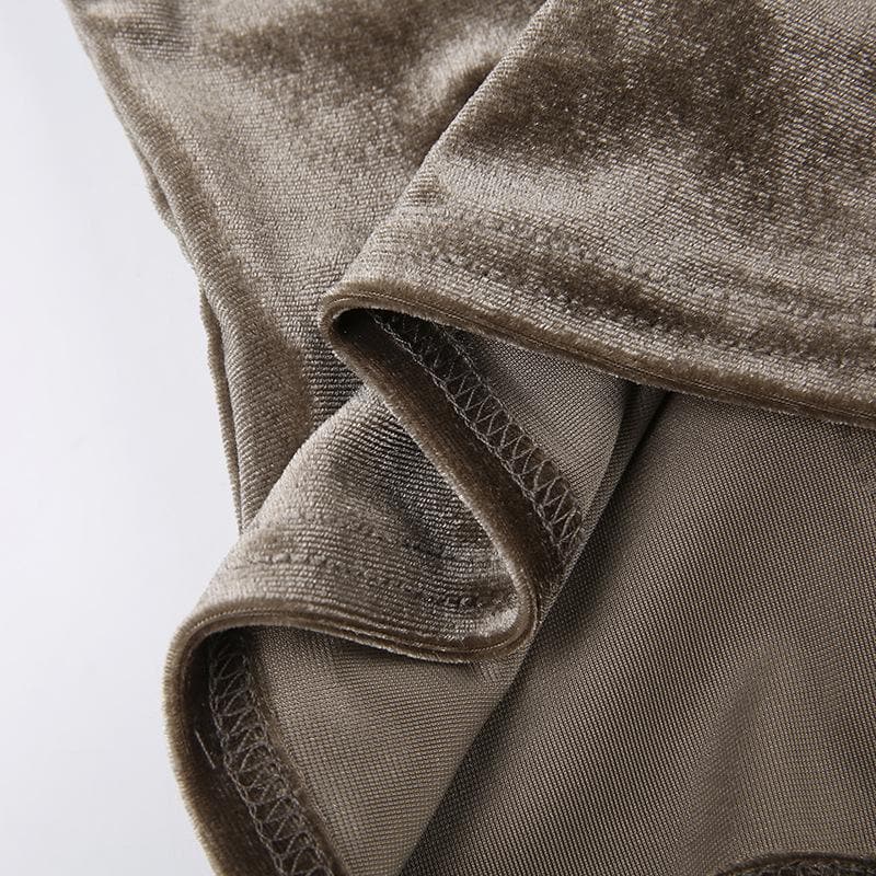 Rückenfreies Camisole-Oberteil aus gerüschtem Samt mit V-Ausschnitt und Kontrast