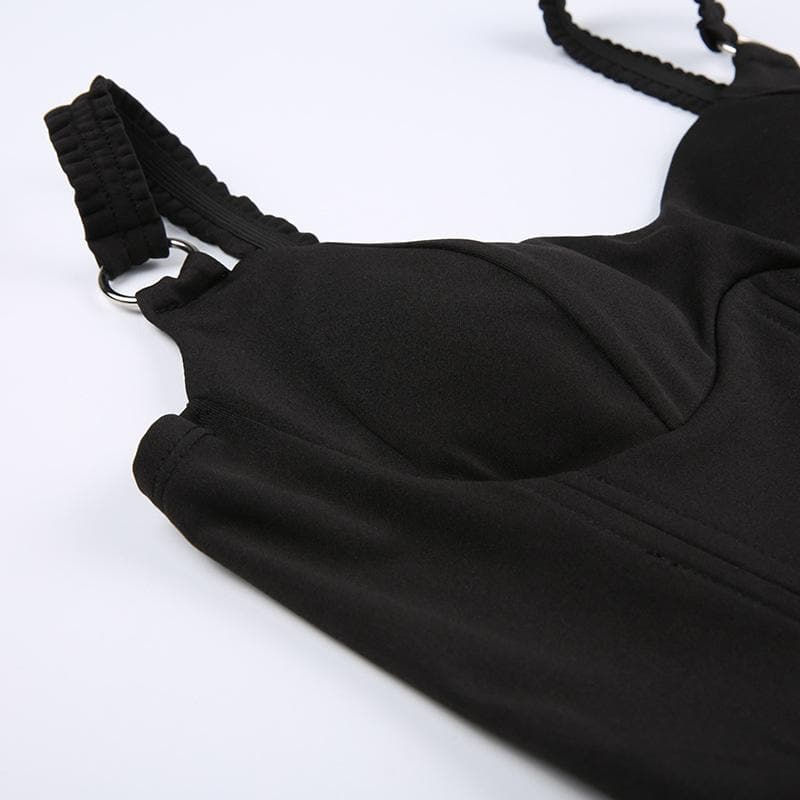 Top corto senza maniche con scollo a V e anello a O, senza schienale e corsetto