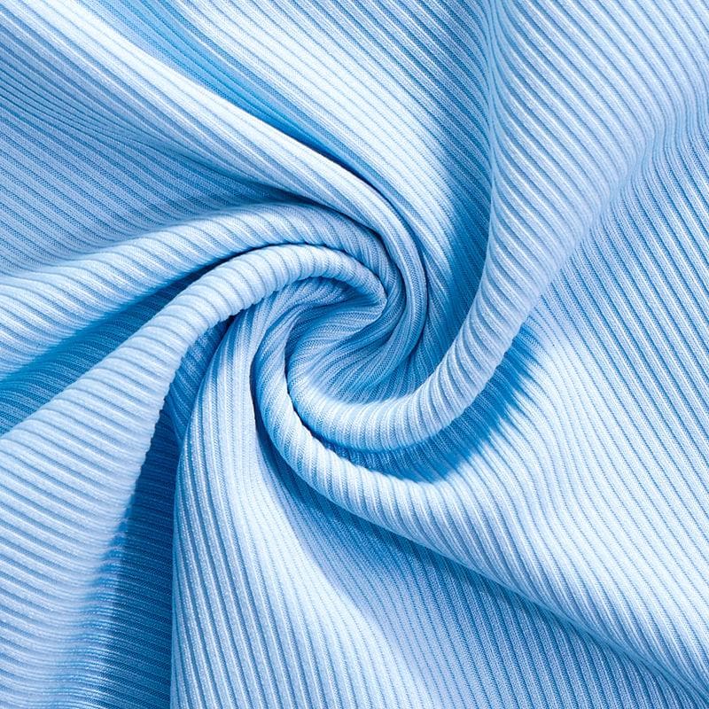 Top corto con perline a coste, manica lunga e irregolare, monospalla