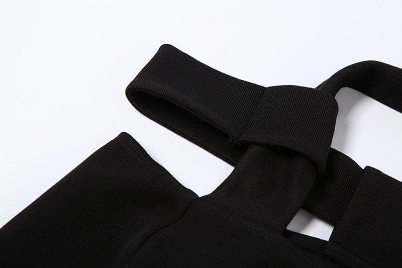 Top con scollo all'americana, maniche lunghe e spalle scoperte