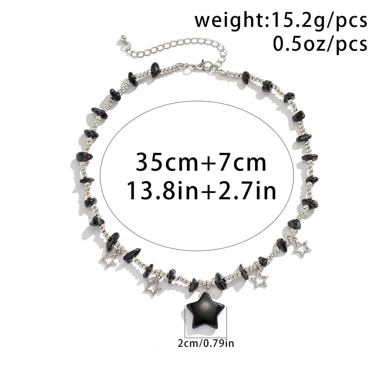 Collana girocollo con perline di pietra a stella