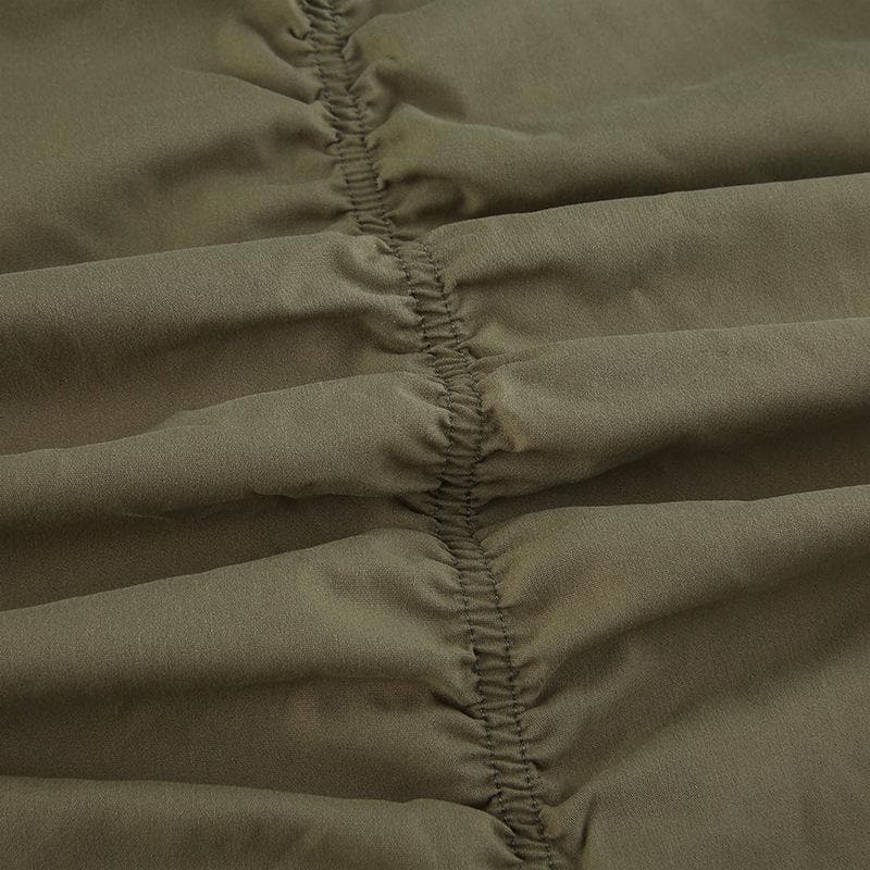 Gonna midi a vita bassa in stile cargo con coulisse e arricciature