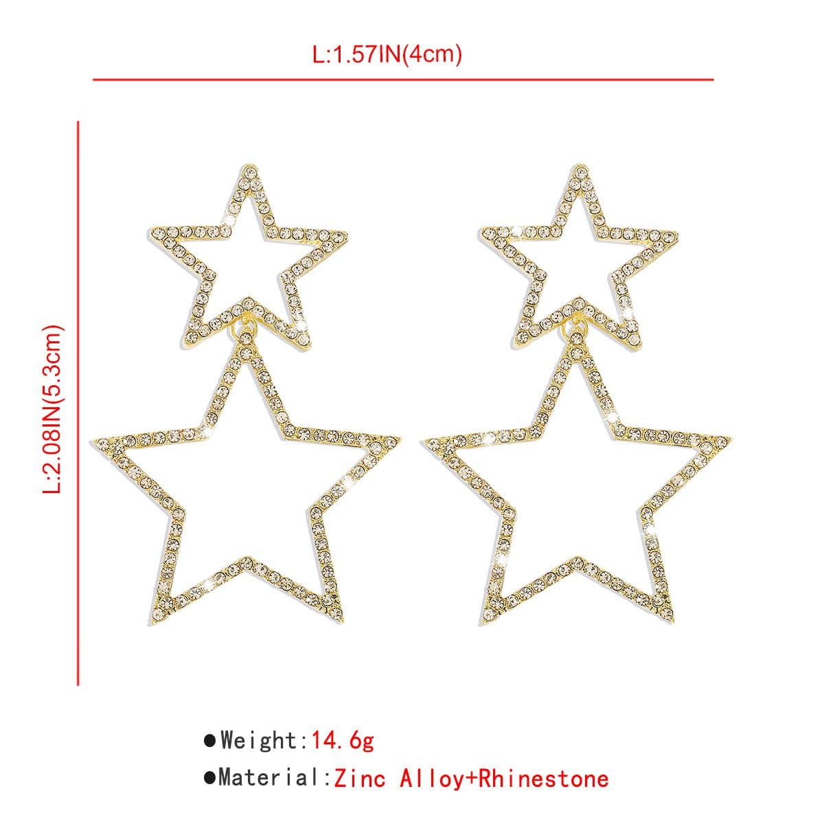 Orecchini con ciondolo a stella e strass
