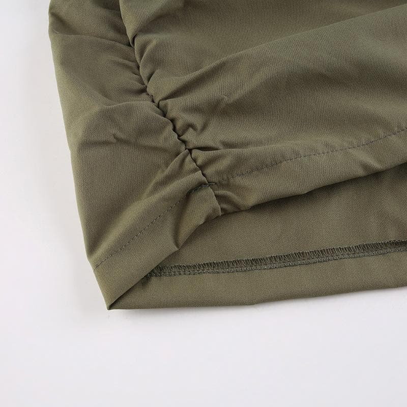 Gonna midi a vita bassa in stile cargo con coulisse e arricciature