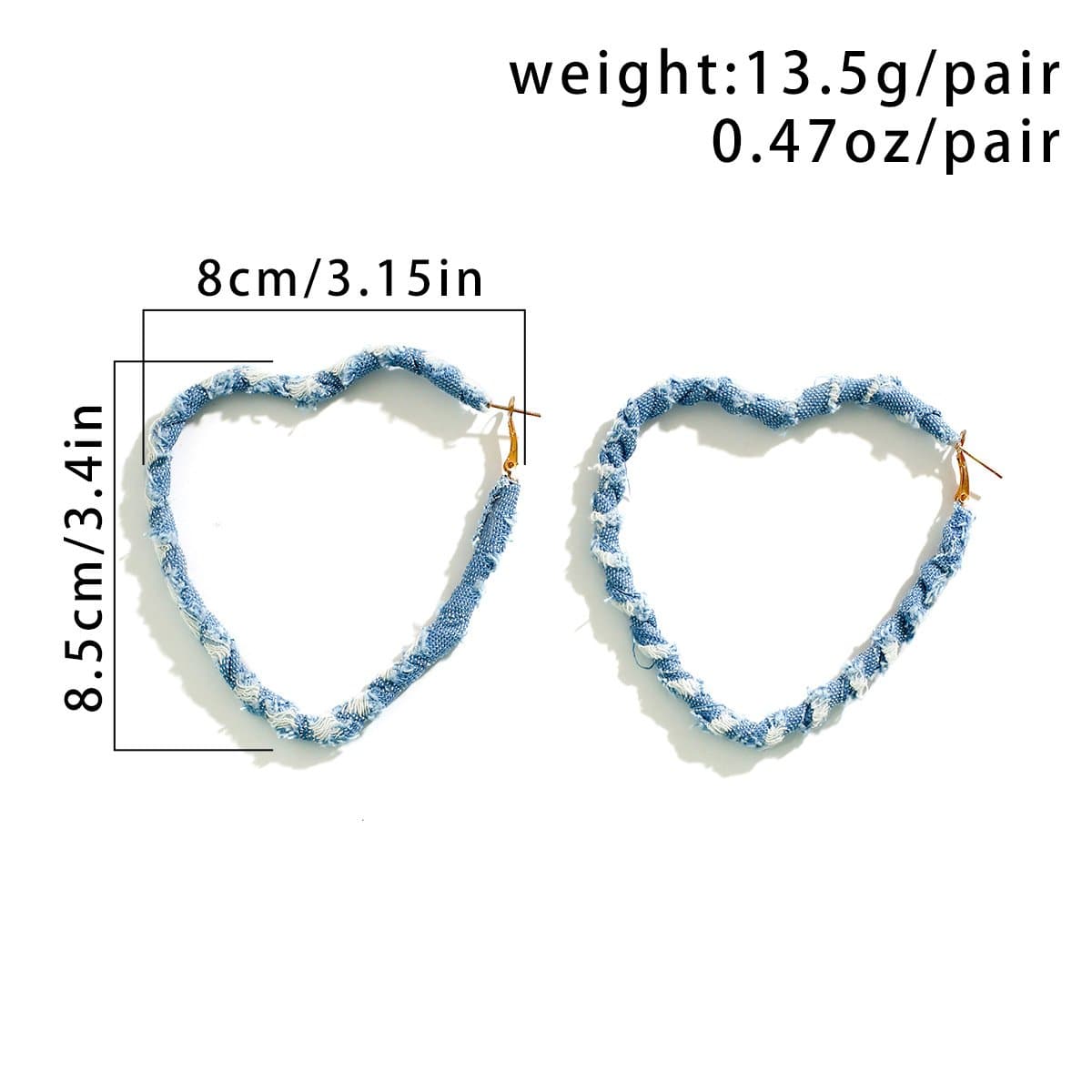 Orecchini a cuore in denim