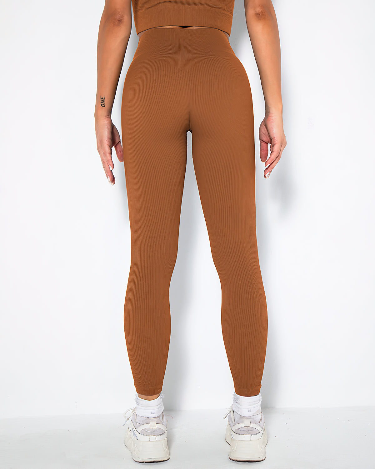 Leggings senza cuciture a coste Nieve - Marrone ruggine