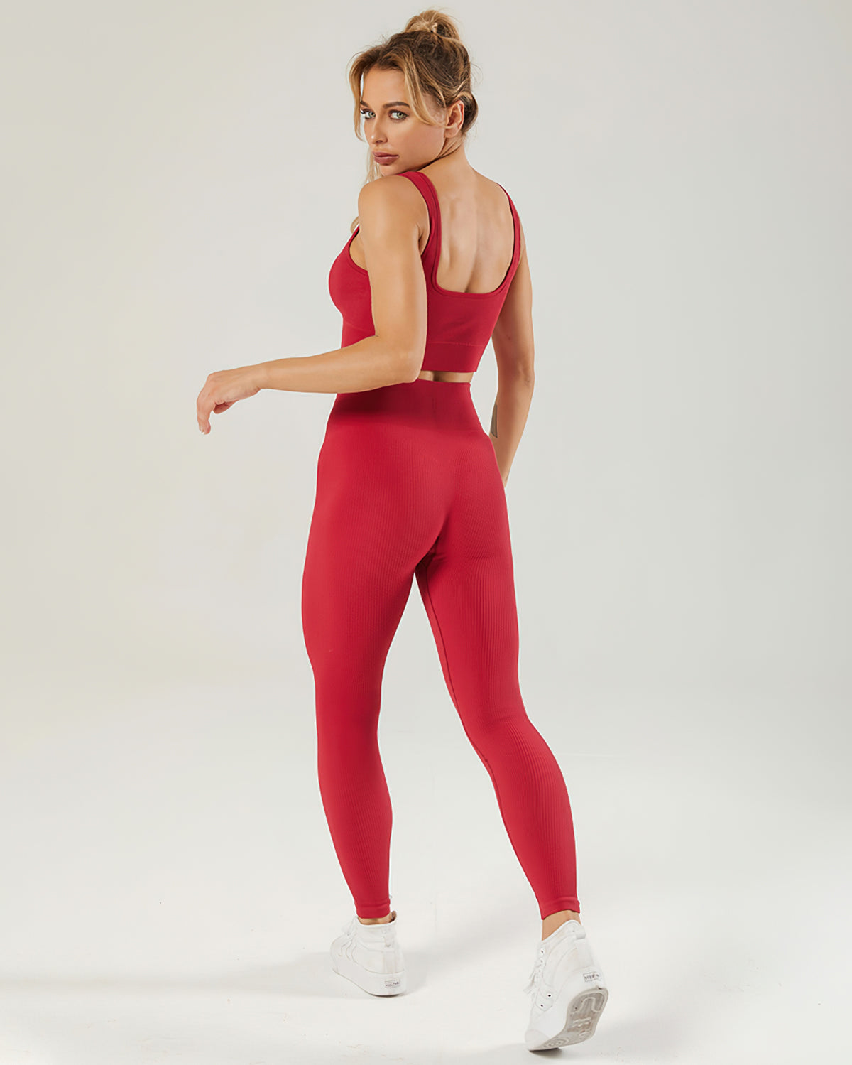 Leggings senza cuciture a coste Nieve - Cardinale