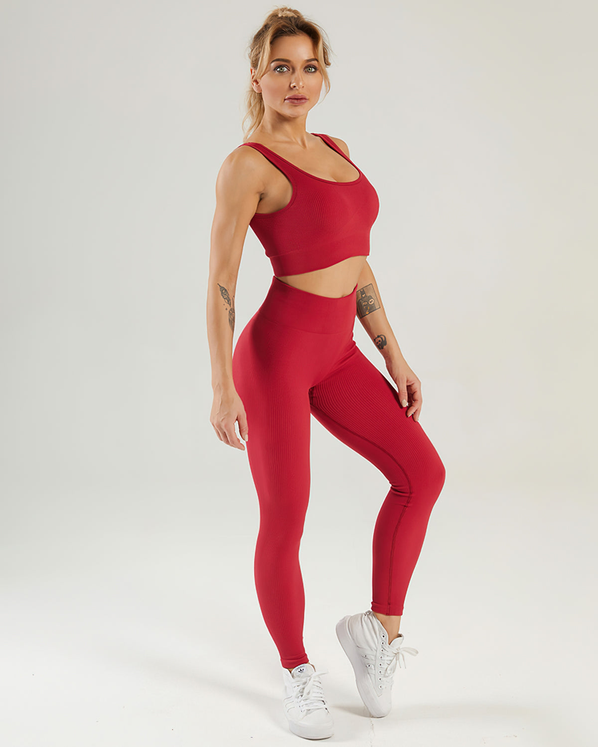 Leggings senza cuciture a coste Nieve - Cardinale