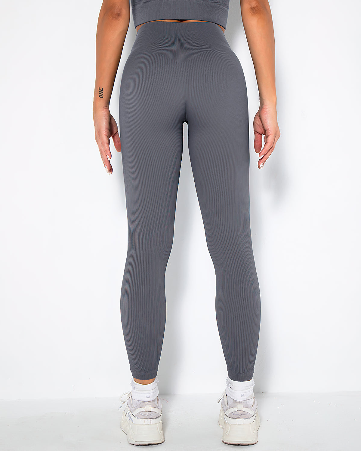 Leggings senza cuciture a coste Nieve - Grigio