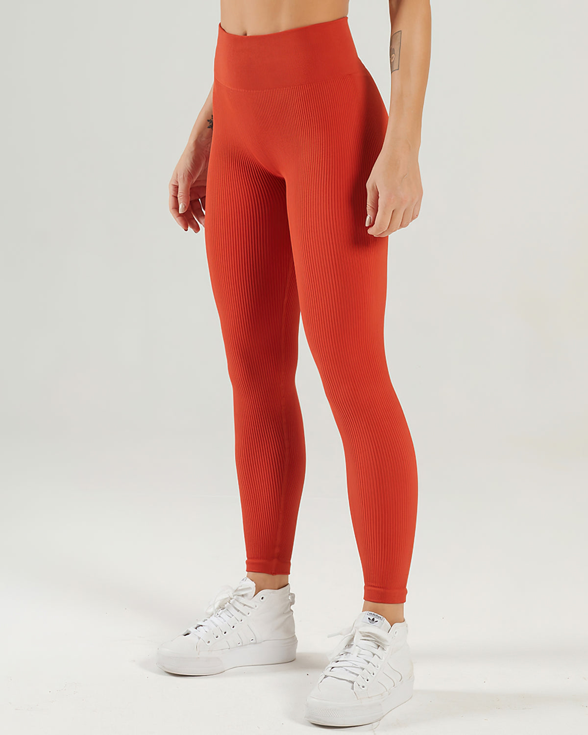 Leggings senza cuciture a coste Nieve - Rosso persiano
