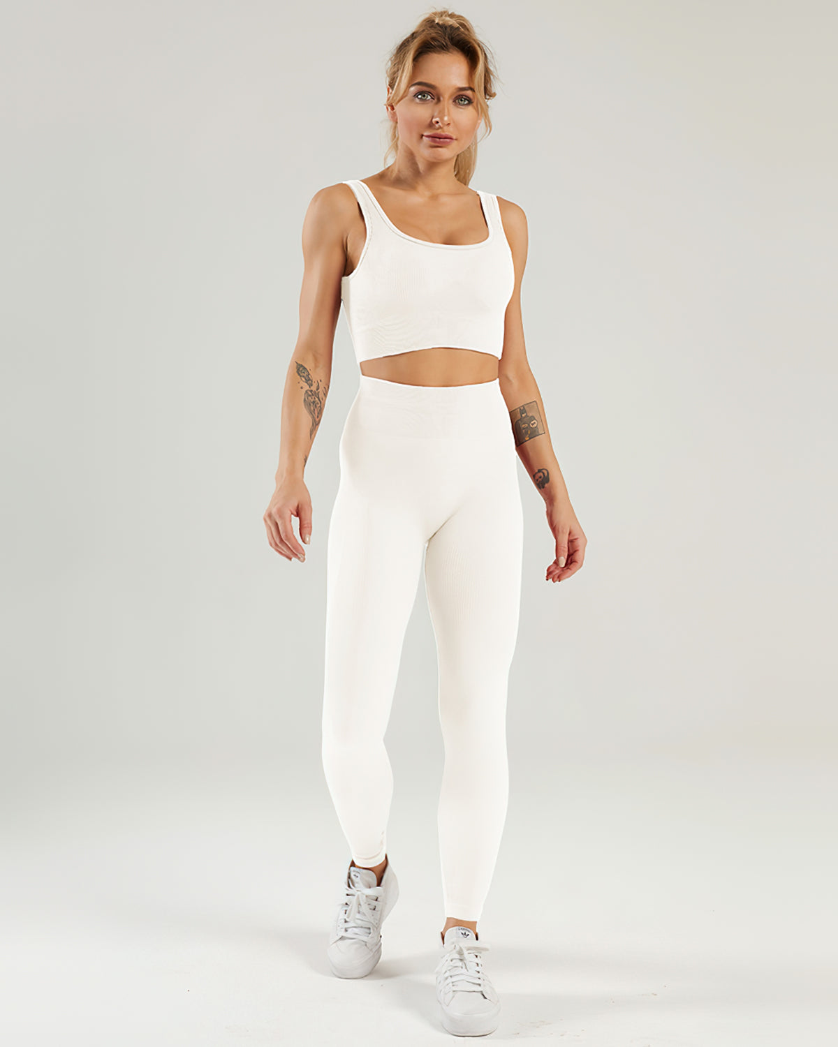 Leggings senza cuciture a coste Nieve - Beige