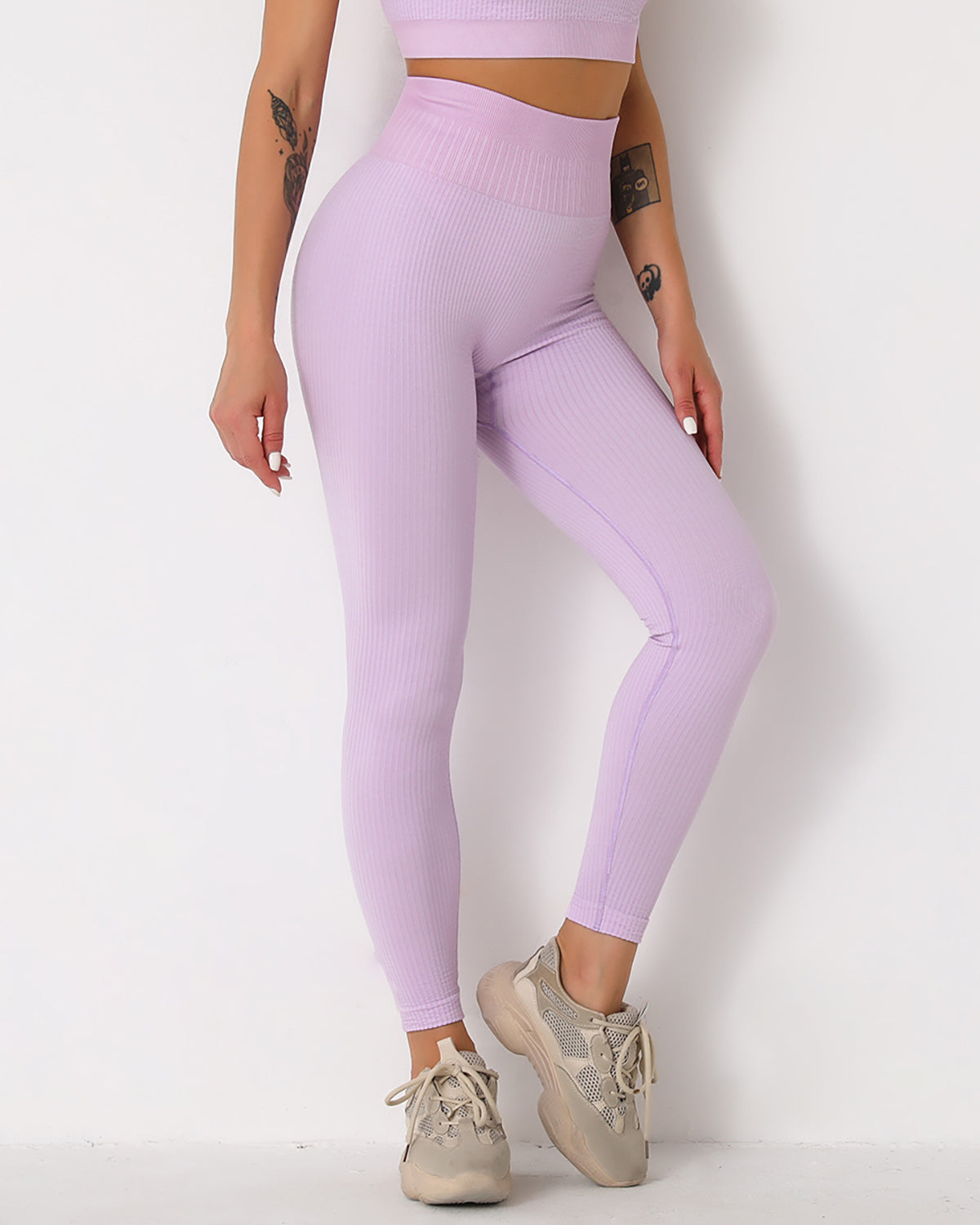 Leggings senza cuciture a coste Qiara - Viola