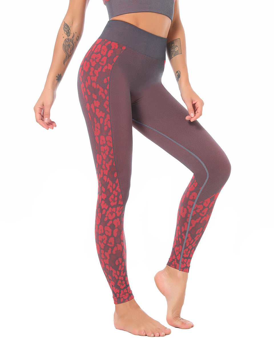 Leggings senza cuciture River Leopard - Rosso