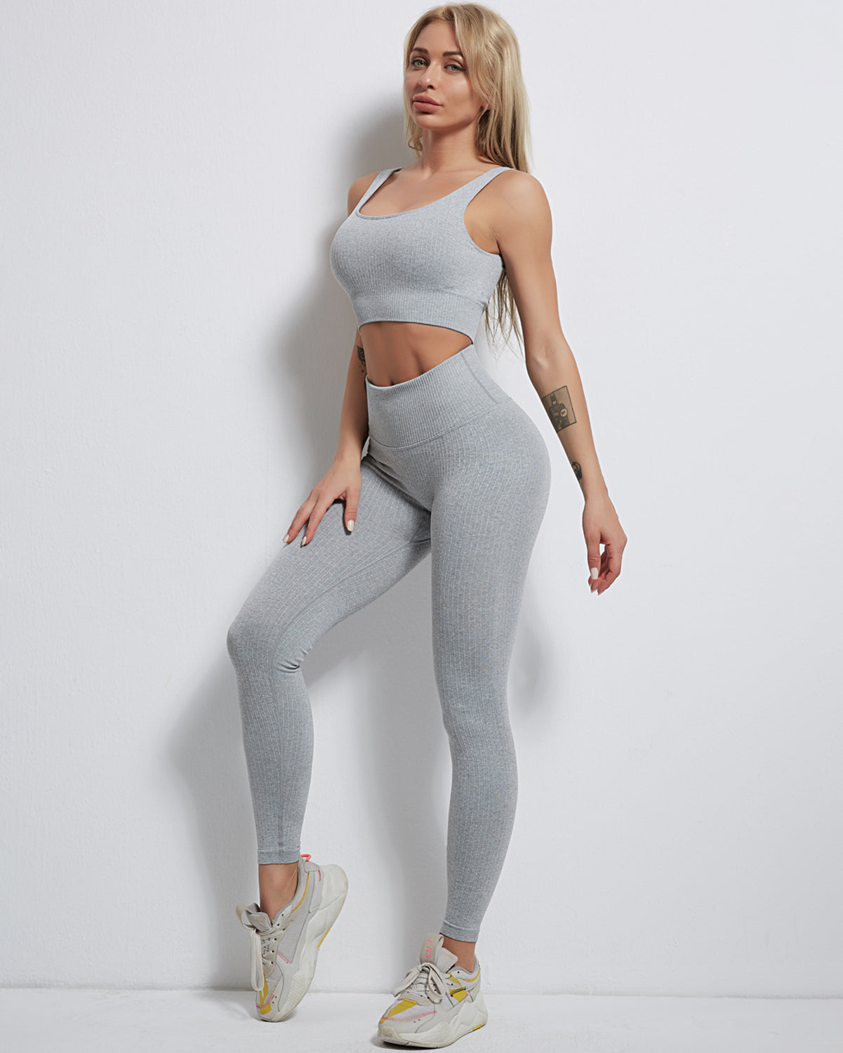 Leggings senza cuciture a coste Rozy - Grigio
