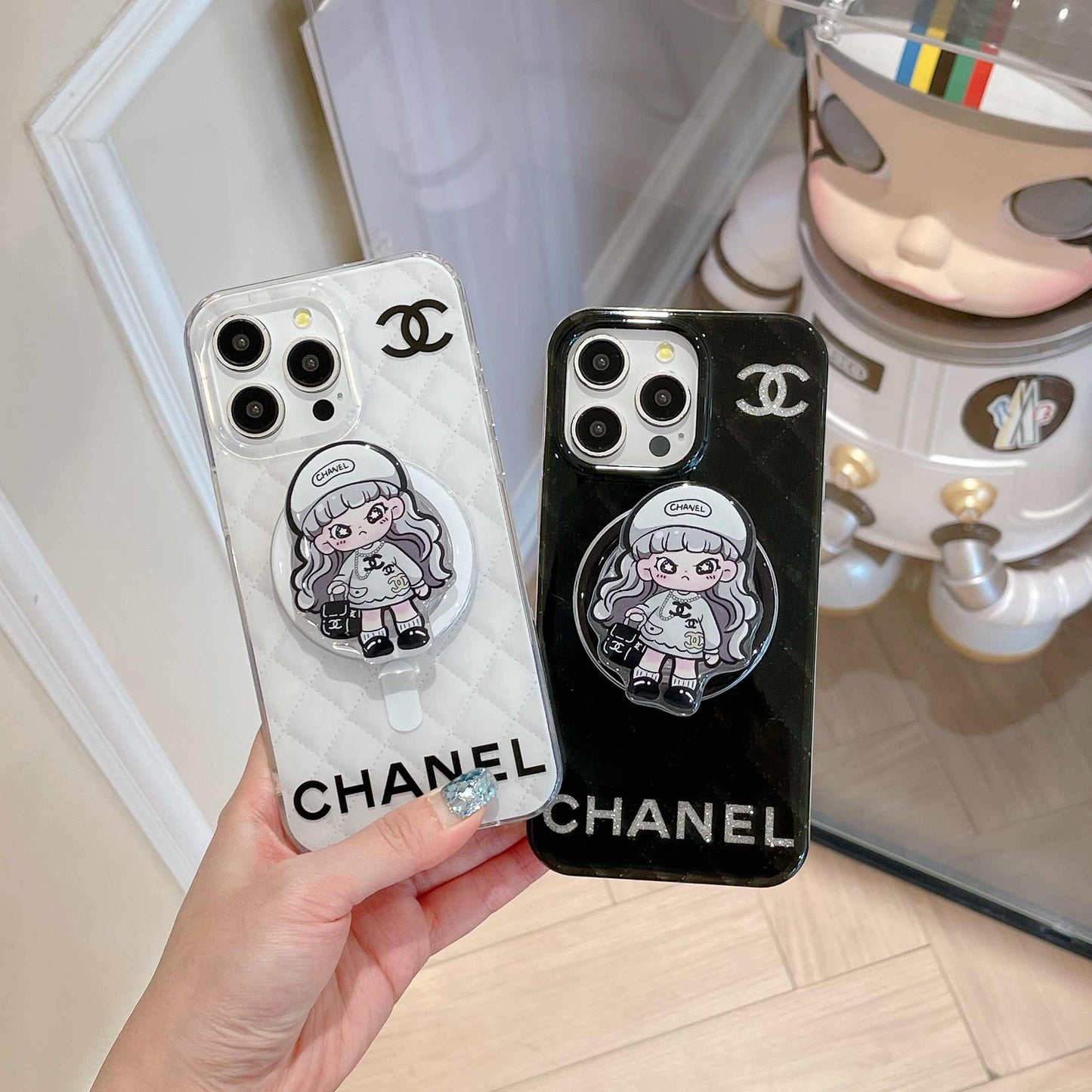 Custodia per telefono con supporto magnetico per ragazza per iPhone