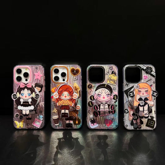 Custodia magnetica per iPhone con motivo ragazze dei cartoni animati