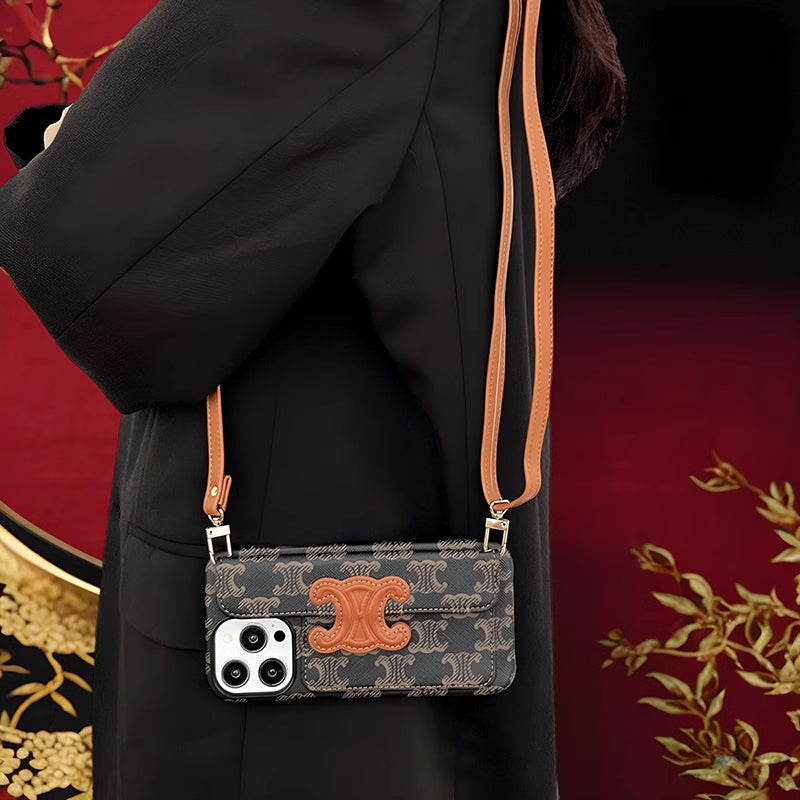 Embossed Crossbody Phone Case For iPhone