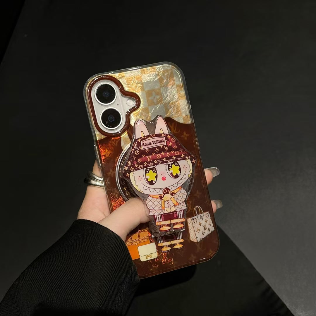 Custodia con supporto magnetico a forma di cartone animato 3D per iPhone