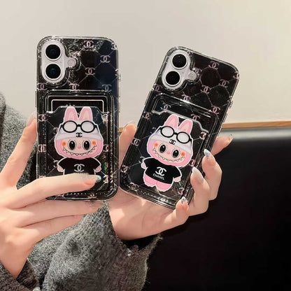Custodia per telefono con slot per carte di credito a forma di cartone animato per iPhone