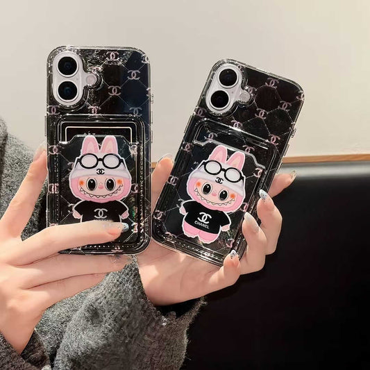Custodia per telefono con slot per carte di credito a forma di cartone animato per iPhone