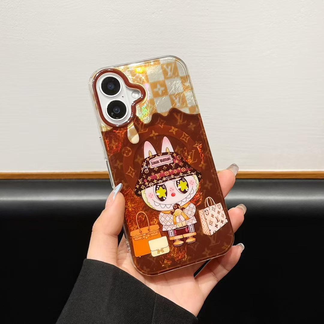 Custodia con supporto magnetico a forma di cartone animato 3D per iPhone