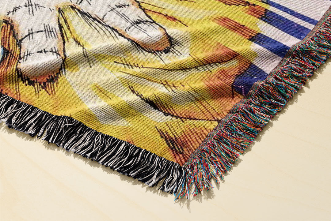 Gewebte Gobelindecke mit Drachenmotiv