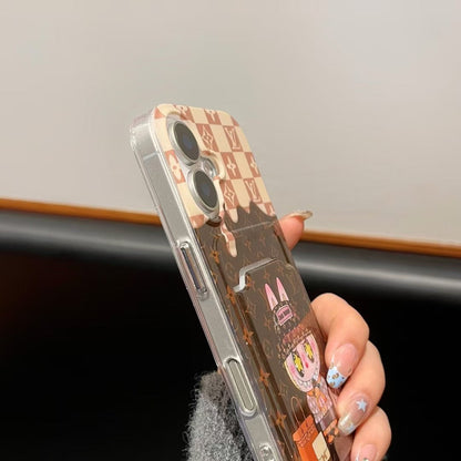 Custodia per telefono con slot per carte di credito a forma di cartone animato per iPhone