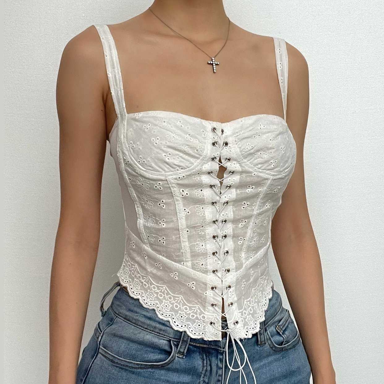 Solid lace up textured sleeveless low cut backless crop top