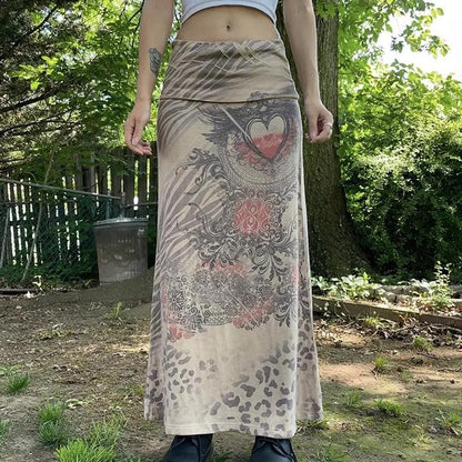 Gonna a vita bassa "Cuore anni 2000" in stile Fairy Grunge
