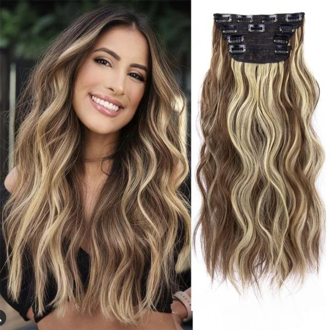 Long Wavy Curly Clip in Hair Extensions (4PCS)