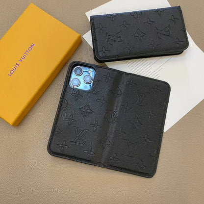 Custodia per telefono con portafoglio premium nera per iPhone