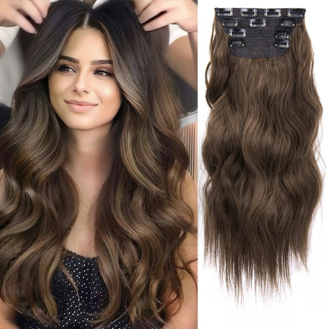 Long Wavy Curly Clip in Hair Extensions (4PCS)